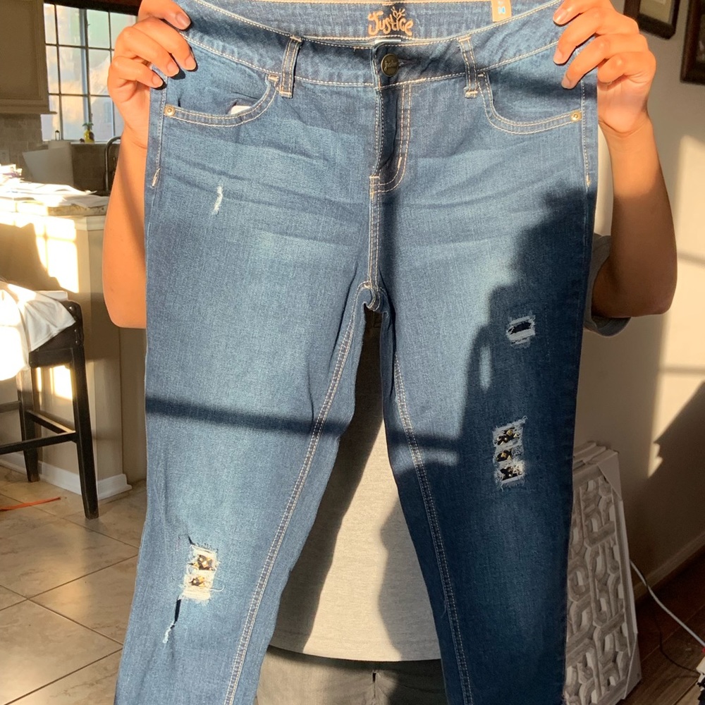 justice’s girl distressed jeans